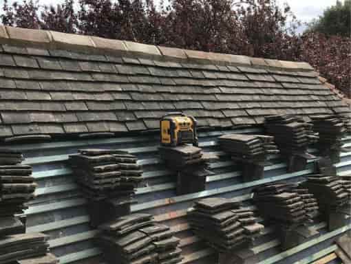 This is a photo of a roof being re-tiled in Sevenoaks, Kent. Installation carried out by Sevenoaks Roofers